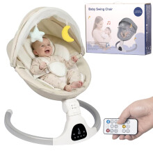 JFOVMCYG Electric Infant Swing with Remote Control, Ivory White