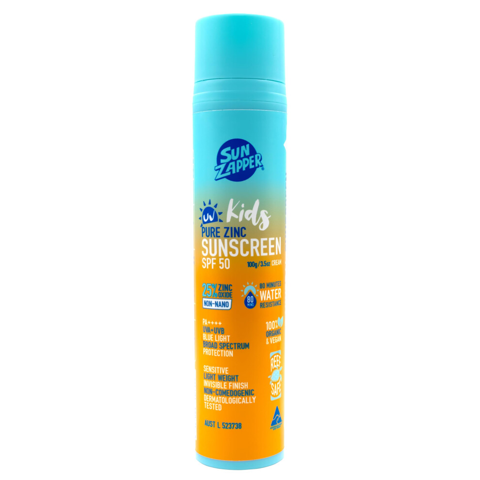 Sun Zapper Pure Zinc Kids Mineral Sunscreen Spf 50 Natural Kids Sun Cream, No Chemicals & Made In Australia