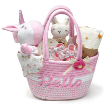 Vamei Newborn Baby Gifts Baby Hamper Set with Security Blanket Handbag