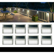 8x Superheldere LED-buitenverlichting op zonne-energie voor deuren, hekken en muren, schakelt automatisch in bij schemering, water