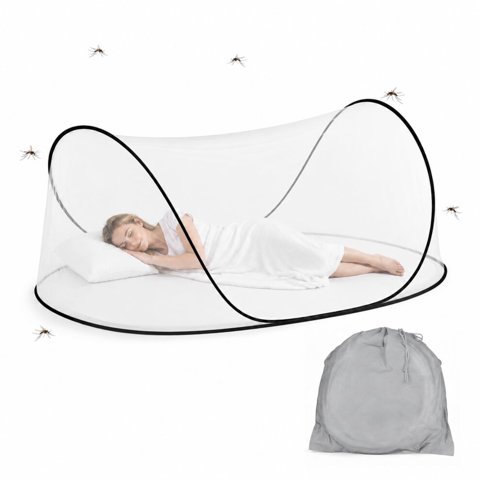 Aoowu Foldable Mosquito Net, Pop-Up Mosquito Net, Portable Camping Tent, Family Mosquito Net Bed, Single Bed Mosquito Net With Zip For Outdoor, Bedroo