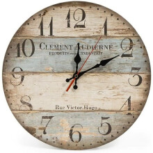 Vintage ronde houten wandklok, 30 cm, stil, klassieke woondecoratie voor woonkamer en keuken