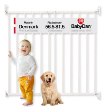 BabyDan Ebeltoft Stair Gate for Narrow Openings, 56.5-81.5 cm, White