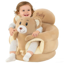 XIAPIA Plush Baby Sit Up Seat, Ergonomic Infant Floor Support Chair with 360 Backrest & Safety Guard, Soft Cushion Sitting Trainer for Tummy Time &