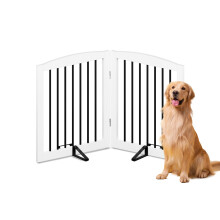HOLTICO Dog Stair Gate, Stairgates for Dogs, Wooden Dogs Stopper Indoor, Baby Stair Gate, Dog Safety Folding Wooden Pet Gate for Doorways (24", White-