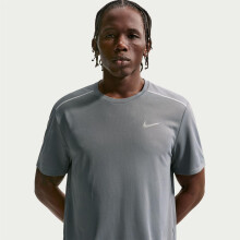 (S, Smoke Grey) Nike Mens Miler Swoosh Reflective Detail T-Shirt