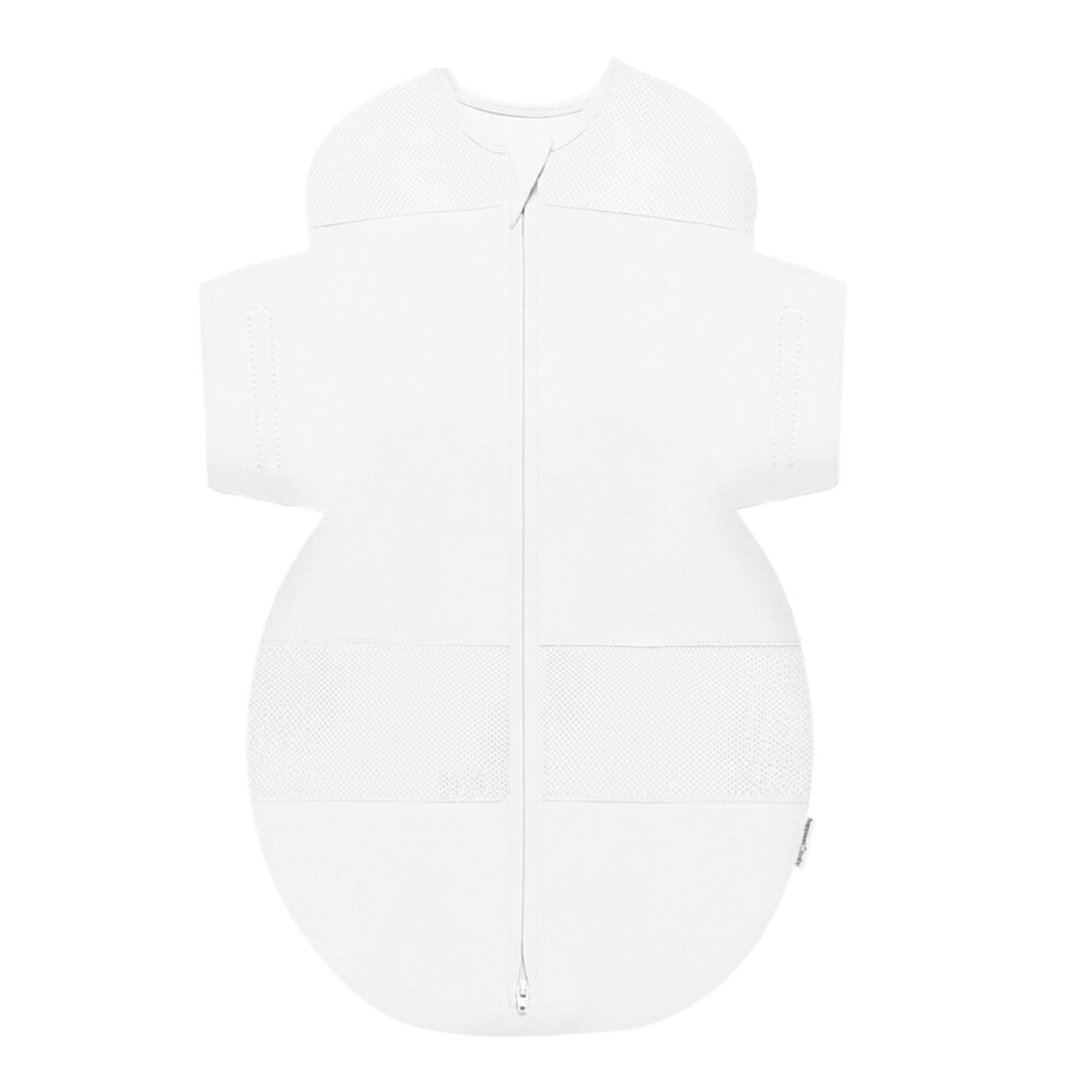Happiest Baby Snoo Sleep Sack - 100% Organic Cotton Baby Swaddle Blanket - Doctor Designed Promotes Healthy Hip Development (White, Medium)