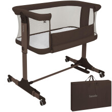 lionelo PARI 3in1 Baby Bedside Cot Co-Sleeper for Babies From Birth, Adjustable Height & Incline, Mattress, 4 Lockable Wheels, Breathable, Portable, W