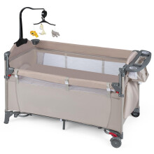 GYMAX 5 in 1 Folding Travel Cot, Portable Baby Bed Playard (Khaki)