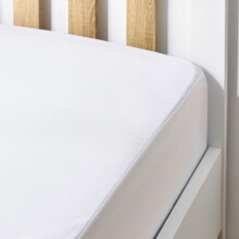 Hippychick Cotton Fitted Mattress Protector, 100 Percent Waterproof, Anti Allergy, Machine Washable, Pure Brushed Cotton, White, 180 x 200 cm, Fits Su