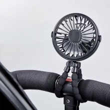 Black Battery Operated Pram Fan Flexible Tripod Clip On Fan with 3 Speeds for Car Seat, Crib, Bike, Treadmill