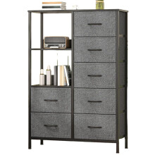 Feonase Chest of Drawers Bedroom, Fabric Dresser with 7 Drawers, Storage Dresser with 2 Open Shelves, Tall Storage Organizer Unit with Steel Frame, fo