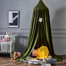 Surwin Bed Canopy for Girls Boys Kids Single Double, Solid Color Round Dome Bed Canopy Mosquito Net Protection Canopy Play Tent Bedroom Nursery Decor