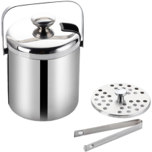 Cubitera isotérmica con tapa y pinzas, enfriador de bebidas, cubitera de acero inoxidable de 1300 ml.