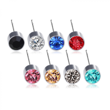 8 pares de pendientes magnéticos de 6 mm para hombre y mujer, sin perforación, con diamantes de imitación, de acero inoxidable, para l