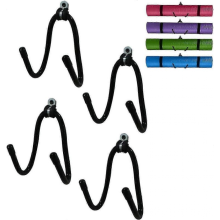 Paquete de 4 soportes de pared para esterillas de yoga y rodillos de espuma, ideales para clases de fitness o para el gimnasio en casa