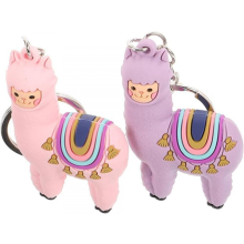 Llavero con colgante de figura de alpaca, ideal para diversas ocasiones, en PVC suave de color morado (paquete de 2).