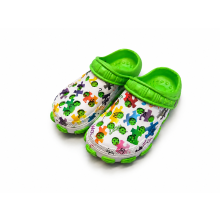 (UK 10 Child (EU 29), Green - White) Kids Lightweight Clogs Slip On Garden Sandals
