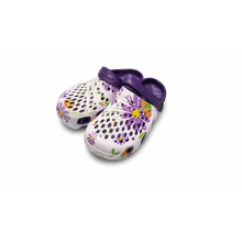 (UK 8 Child (EU 26), Purple - White) Kids Lightweight Clogs Slip On Garden Sandals