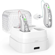 USB-oplaadbare hoortoestellen voor senioren, persoonlijke geluidsversterker, hoortoestel voor volwassenen met oplaadcase