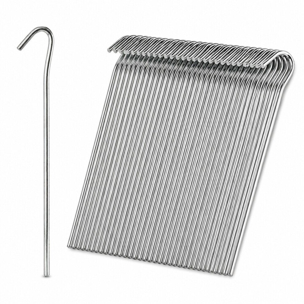 Keplin (50Pk) Steel Tent Pegs-Rust Free Weather-Resistant Hooks For Camping And Outdoor- Silver