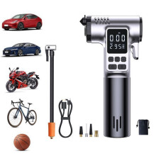Draagbare, draadloze bandenpomp, USB-oplaadbare luchtpomp met automatische uitschakeling en LED-display voor auto, motor en fiets.