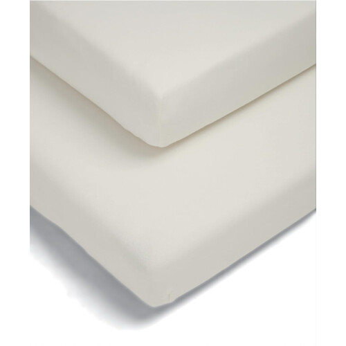 Mamas & Papas Mamas & Papas 2 Pack Cot/Bed Fitted Sheets, Cream 1
