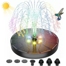 Bomba solar para fuente de jardín de 3 W, luces LED que cambian de color y 7 boquillas.