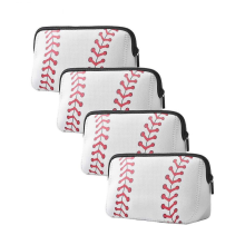 4 darabos softball kozmetikai táska, baseball mintás sminktáska cipzárral, utazó kozmetikai tasak, softball ajándékok, feh