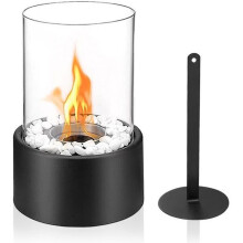 Chimenea de bioetanol de sobremesa, portátil, 16 cm x 27 cm, negra, calefactor decorativo moderno para interiores.