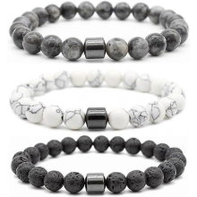 Paquete de 3 pulseras antitabaco para adultos, estilo piedra negra, elegantes y versátiles, ideales para aliviar la ansiedad.