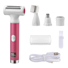 (3001) Rasoio elettrico 4 in 1 per donne, rasoio elettrico senza fili ricaricabile tramite USB-C per viso e corpo, zona bikini, naso e