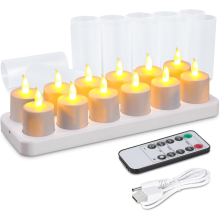 Candele a LED ricaricabili, confezione da 12 pezzi con base di ricarica remota, candele a LED senza fiamma