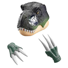 Maschera da dinosauro con mascella rimovibile e 2 artigli, giocattolo per giochi di ruolo con occhi illuminati a LED e suoni ruggenti,