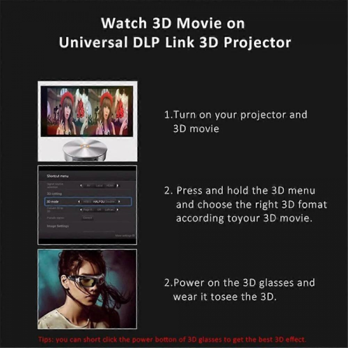 Συμβατό με γυαλιά 3D DLP Link Active Shutter Επαναφορτιζόμενα γυαλιά οράσεως USB για πρ 2