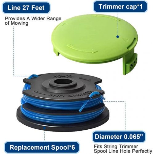 Συμβατό με το σετ χλοοκοπτικών Greenworks Lawn Mower με 6 νάιλον σχοινιά και 1 καπάκι 2
