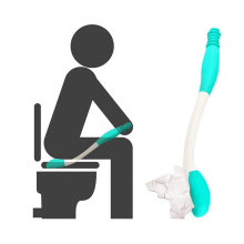 Toalettpapirholder 40 cm, tørkehjelp, bunnklut, bunnklut, langt håndtak, rekkevidde, bunnklutholder, toalettpapir