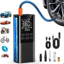 Langaton autonrenkaan täyttölaite, kannettava ilmakompressori 150 PSI, automaattinen sammutus, LED-valo, sähköinen pyöräpumppu