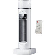 2-in-1 torenvormige verdampingsluchtkoeler, luchtbevochtiger, afstandsbediening, zwenkventilator, 6 snelheden, wit