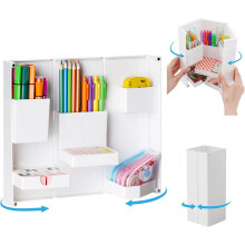 Milieuvriendelijke bureau-organizer, multifunctionele pennenhouder met meerdere vakken en opvouwbaar ontwerp, ingebouwde magneet voor soepel openen