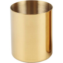 Gouden ronde pennenhouder van roestvrij staal, multifunctionele bureau-organizer voor pennen en potloden voor kantoor en thuis, vacuüm titanium