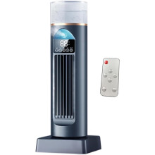 2-in-1 torenvormige verdampingsluchtkoeler, luchtbevochtiger, afstandsbediening, zwenkventilator, 6 snelheden, blauw
