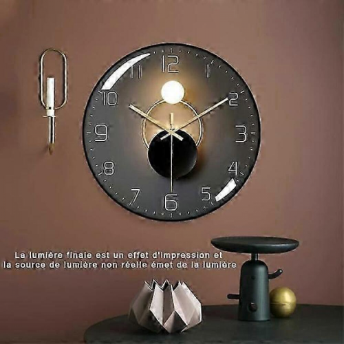 Ceas de perete modern, silențios, cuarț, diametru 30 cm (negru) 1