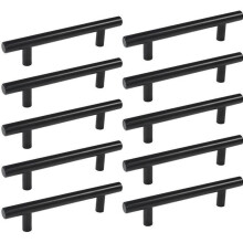 Confezione da 20 maniglie per ante di mobili in acciaio inox nero, 128 mm, con viti, per cucina e arredamento.