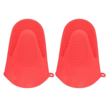 2pcs Oven Mitts Mini Silicone Thickened Anti Scalding Cooking Pinch Mitts for Kitchen Red