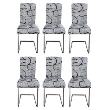 Capa para Cadeira, 6 Peças, Lavável e Removível, Cinzento, Tecido Elástico para Sala de Jantar