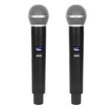 Sistema de microfone sem fios profissional em metal, conjunto 1 para 2 microfones dinâmicos sem fios