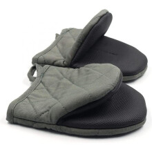 1 Pair Short Oven Mitts - Heat-Resistant to 500F (260C) - Non-Slip Grip, Hanging Loop, Grey