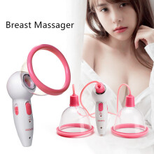 (Double Cups #L, EU) Female Electric Breast Enlargement Pump Vacuum Cupping Chest Enhancing Massager