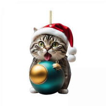 6 adornos de gatos de 2023 para decoración de árboles de Navidad, figuras de gatitos para fiestas.